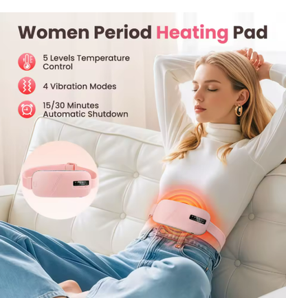 Almohadilla Térmica Eléctrica para Alivio Menstrual - 5 Niveles de Calor, 4 Vibraciones